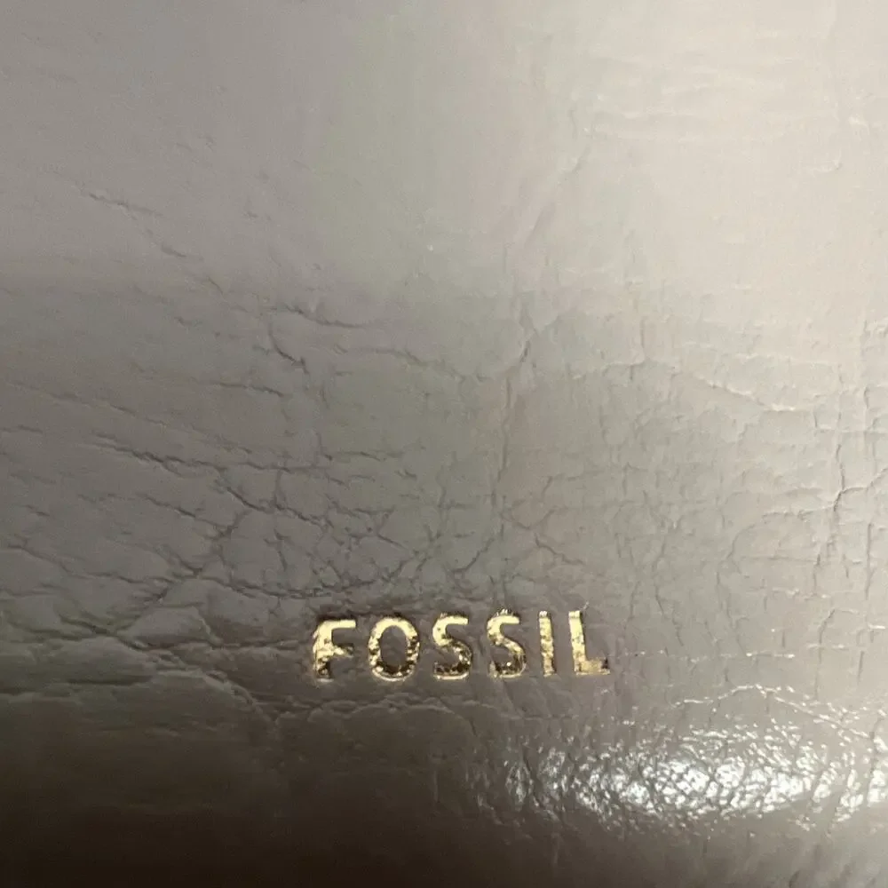 Fossil Sydney Leather Zip Long Wallet Gray Zip Around